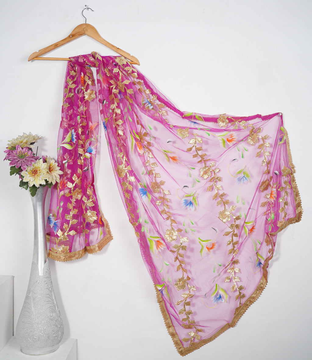 Silslay Majestic Premium Hand painted Gotta work Dupatta Women 1pcs