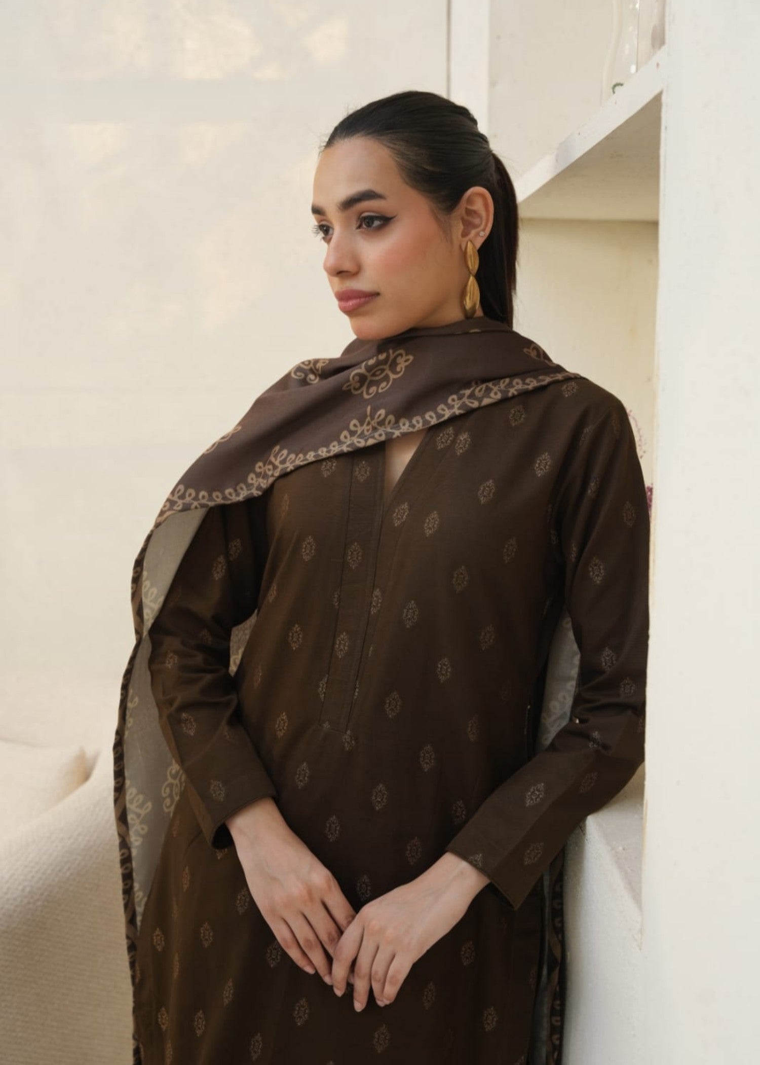 Designer Rack khadar jaccard brown Women 3pcs