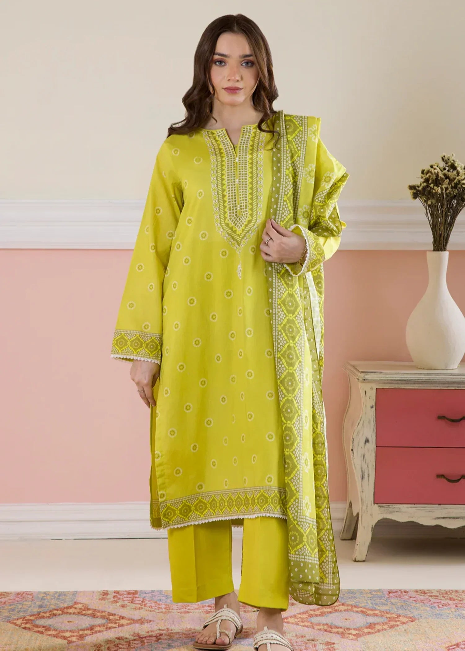 Zellbury WPS2532258 YELLOW GREEN Women 3pcs