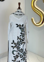 Symas Black Hand Painted Shirt and Dupatta Women 2pcs