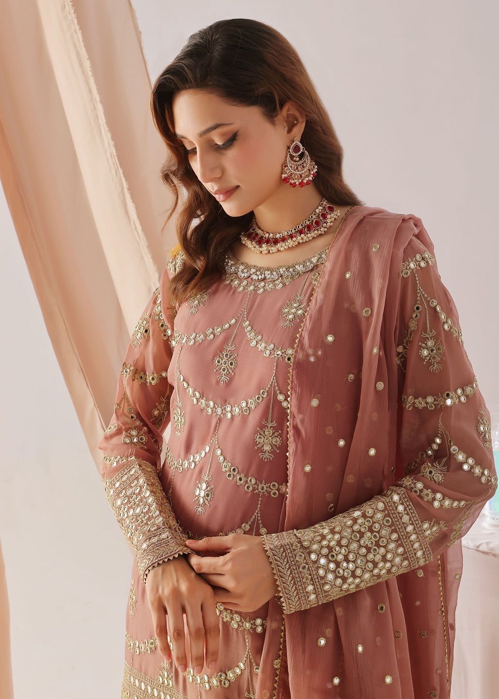 Ayesha Closet GUL BAHAR CORAL PINK Women 3pcs