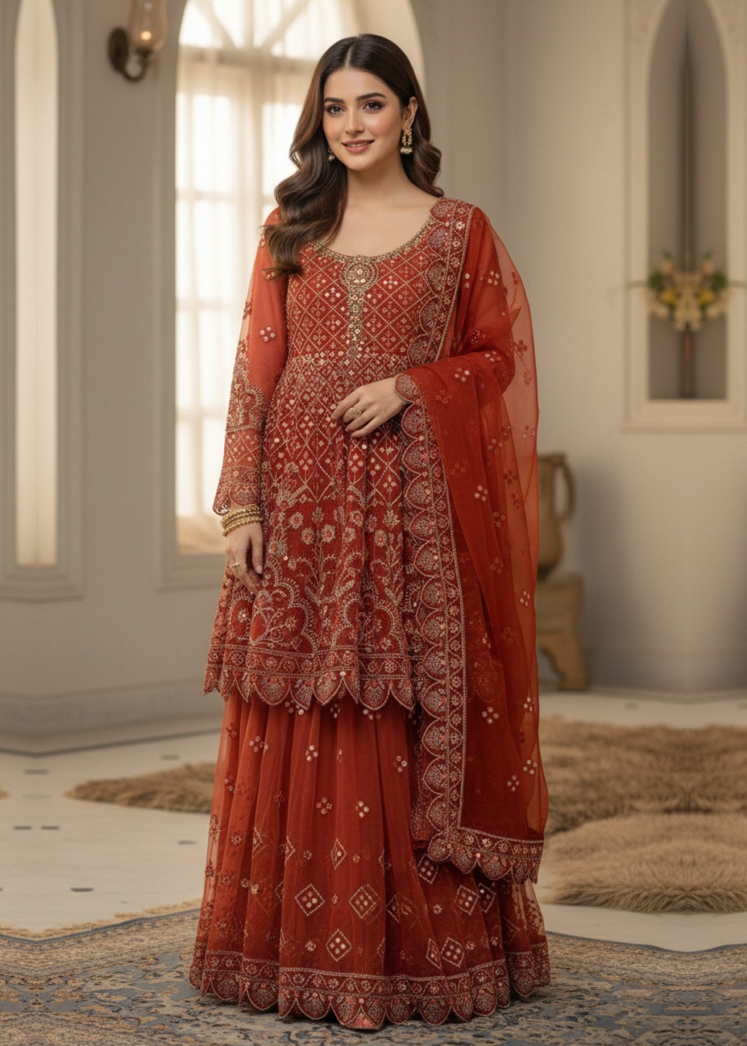 Diara Couture SEHRISH DA 01 RUST Women 3pcs