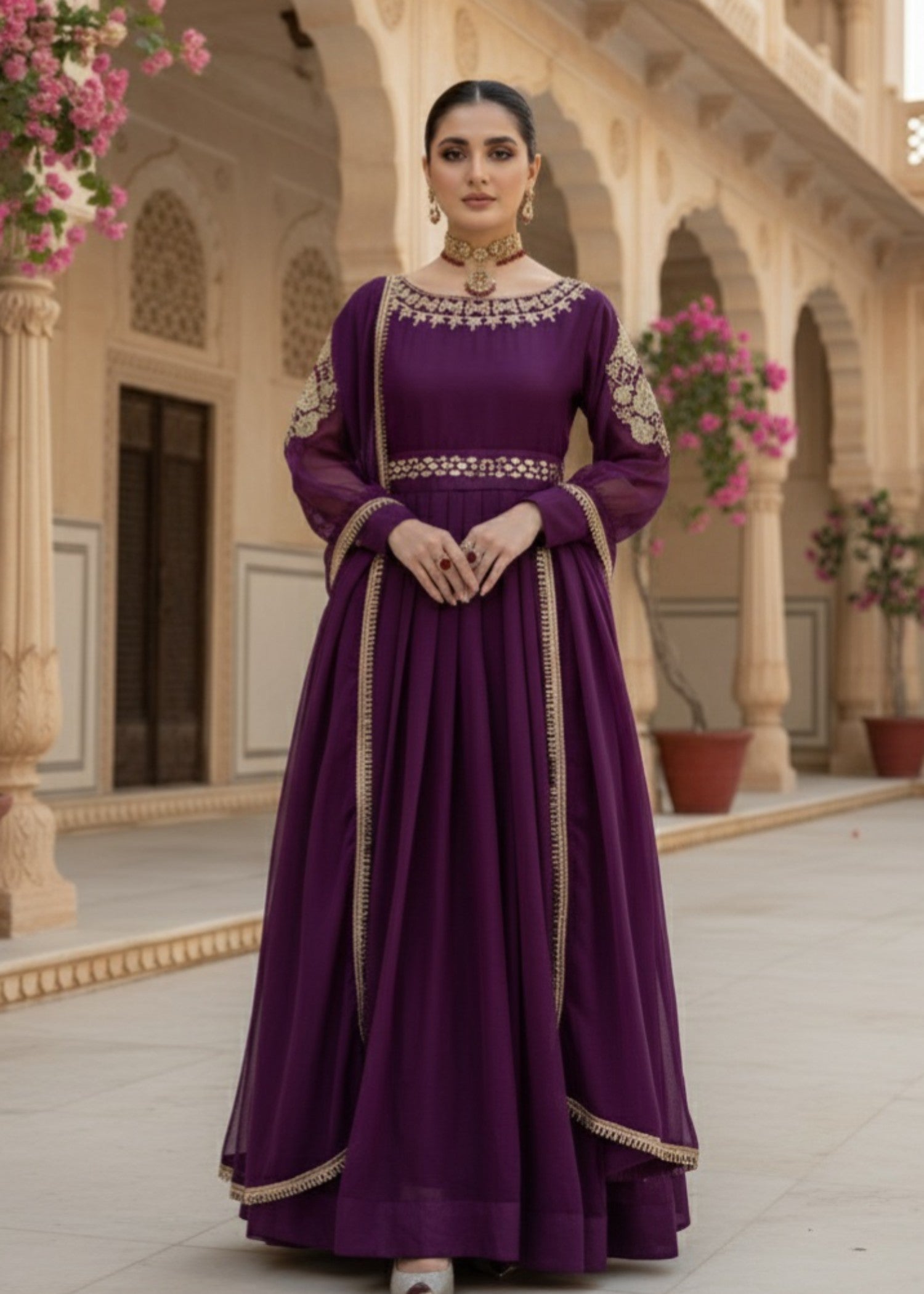 Pehnawa By Bin Akram’s Purple Bliss | Chiffon Maxi Women 3pcs