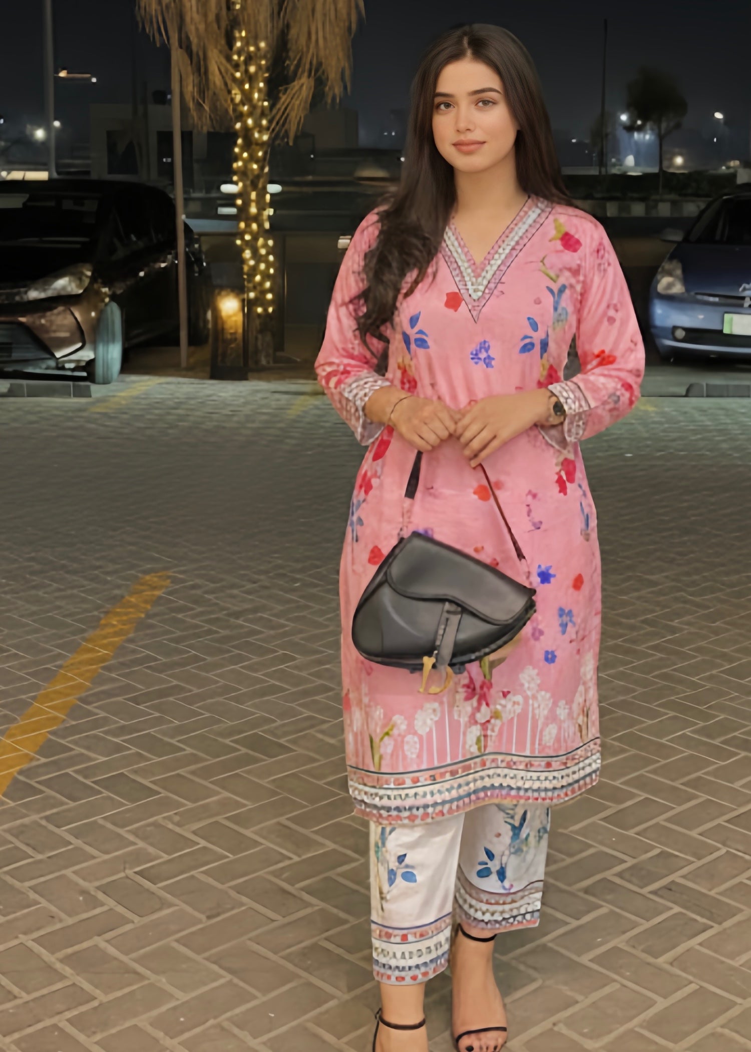 Shanghai Preet Pink floral Women 2pcs