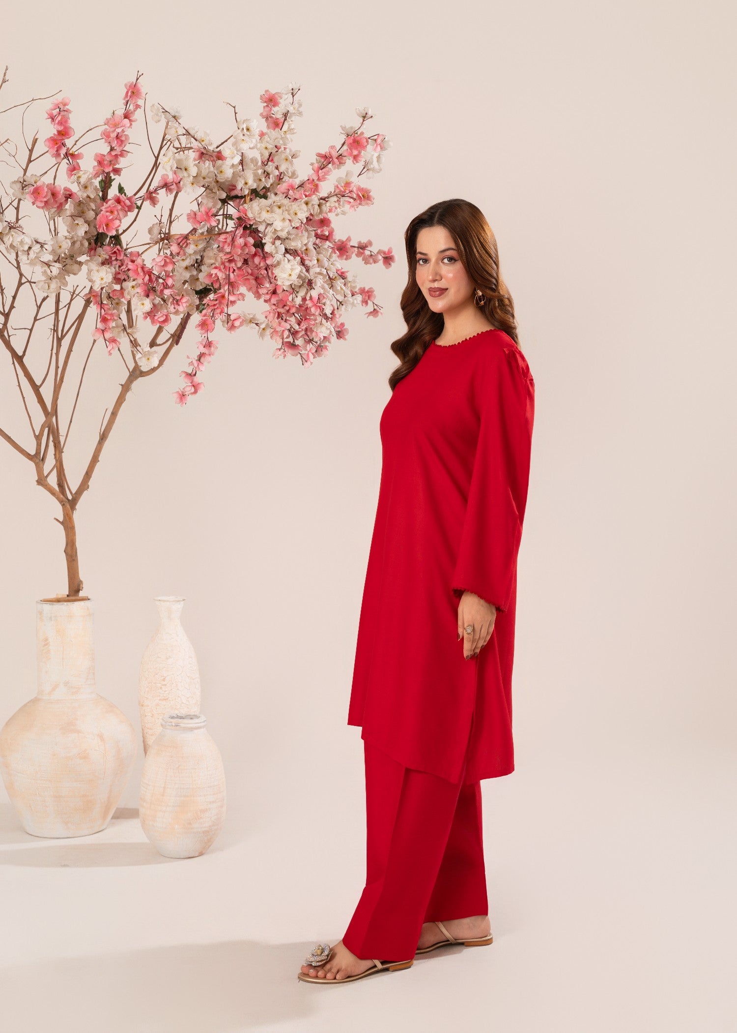 Stylish Collection PEPLUM RED Women 2pcs