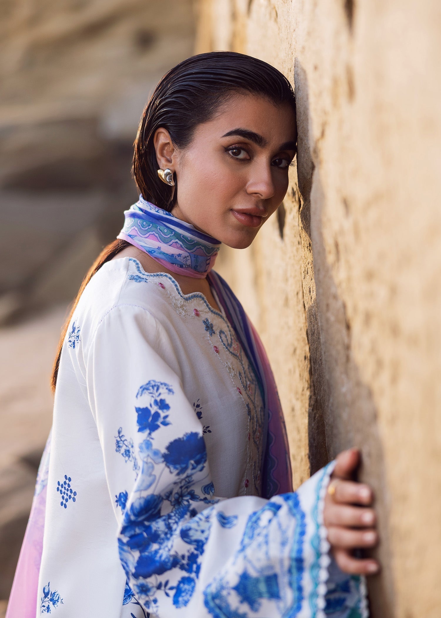 Sadaf Fawad Khan Blue Pottery Women 3pcs