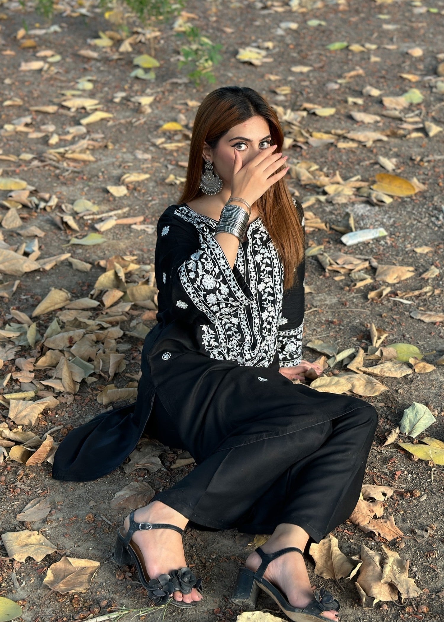 Tehzeeb Libas HINA BLACK EMBROIDERED Women 2pcs