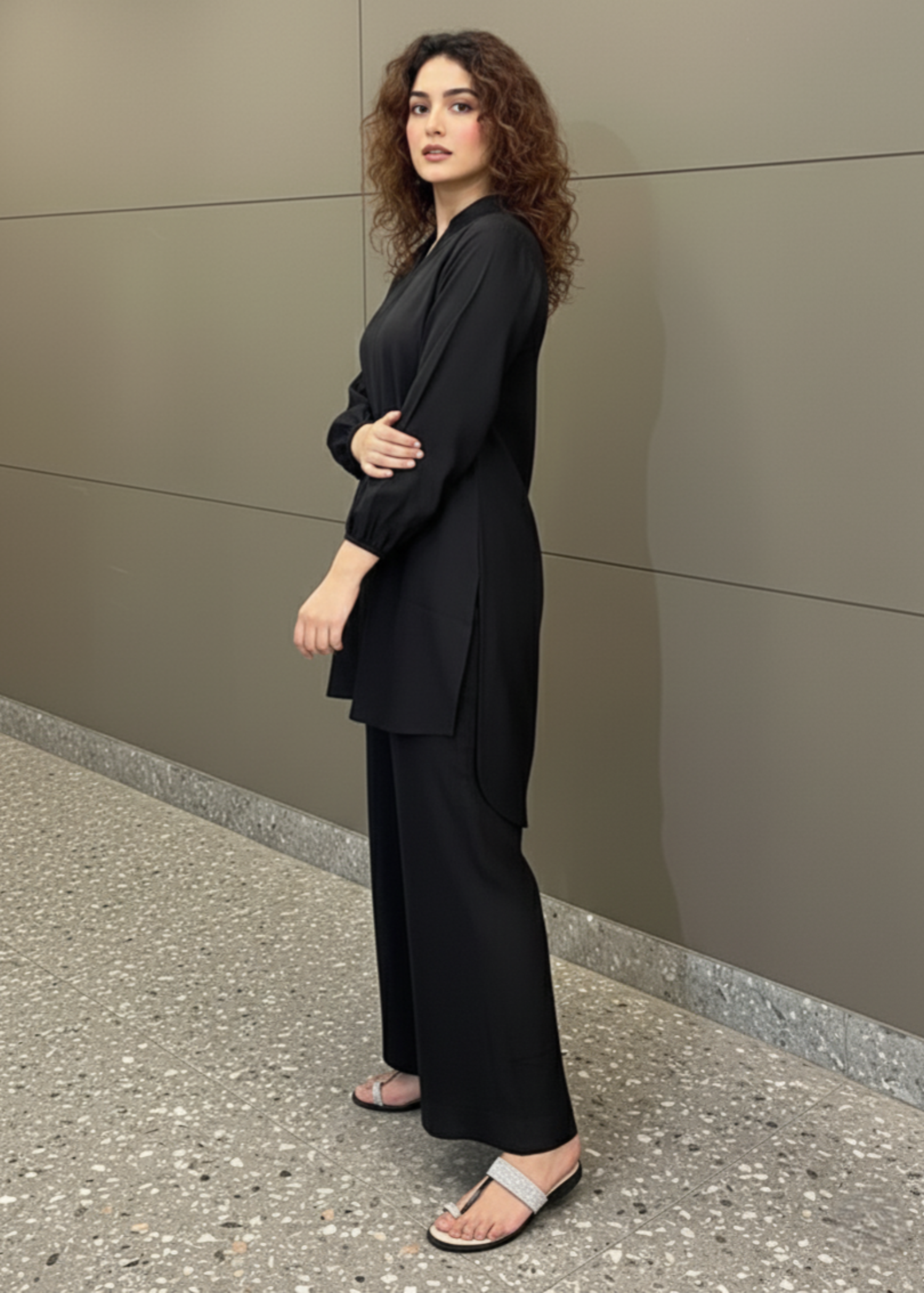 Hamna Kalim BLACK PLAZO TWO PCS Women 2pcs