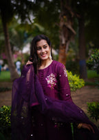 Suits By Sadia PURPLE SILK Women 3pcs