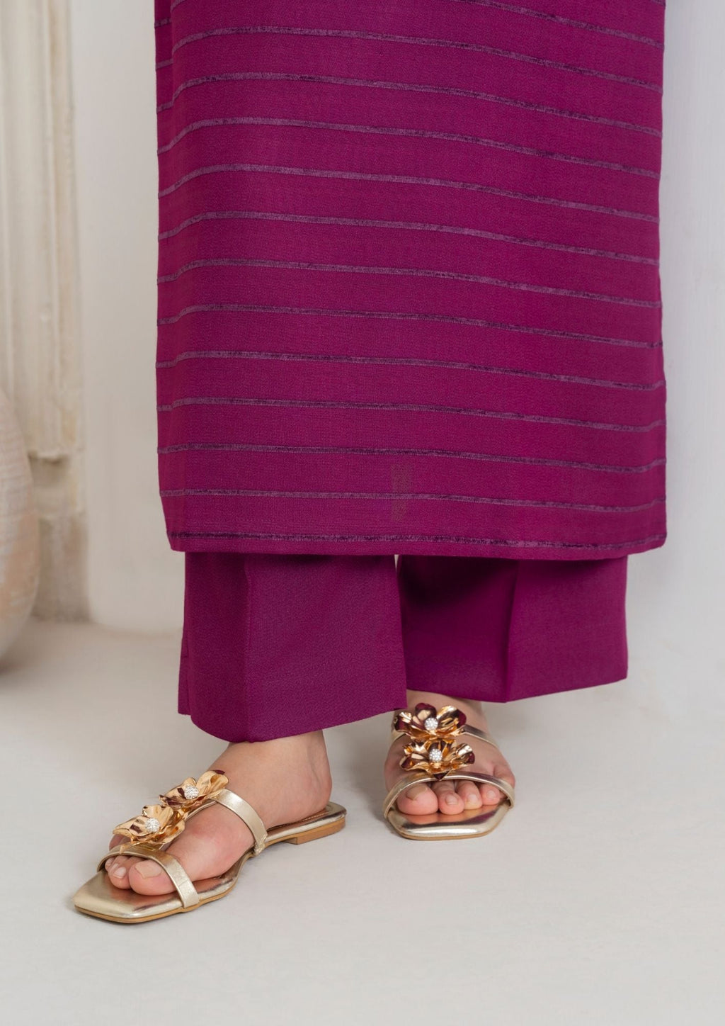 Yolo Pret Alpine Velvet Shirt with Velvet Border Shawl and Plain Trouser AML W25 0011 Women 3pcs