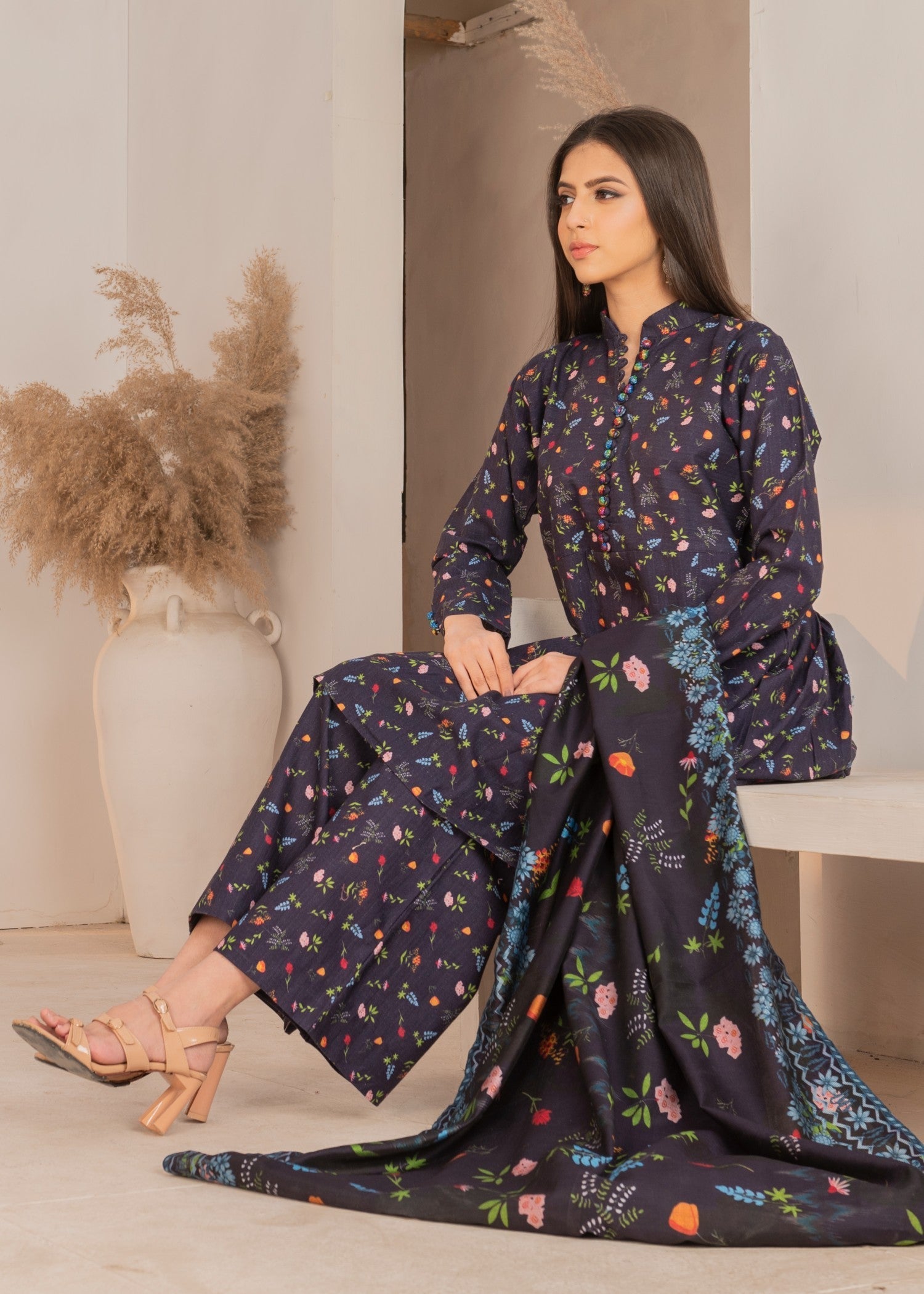 Nainaaz KHADDER PRINT MIDNIGHT BLUE Women 3pcs
