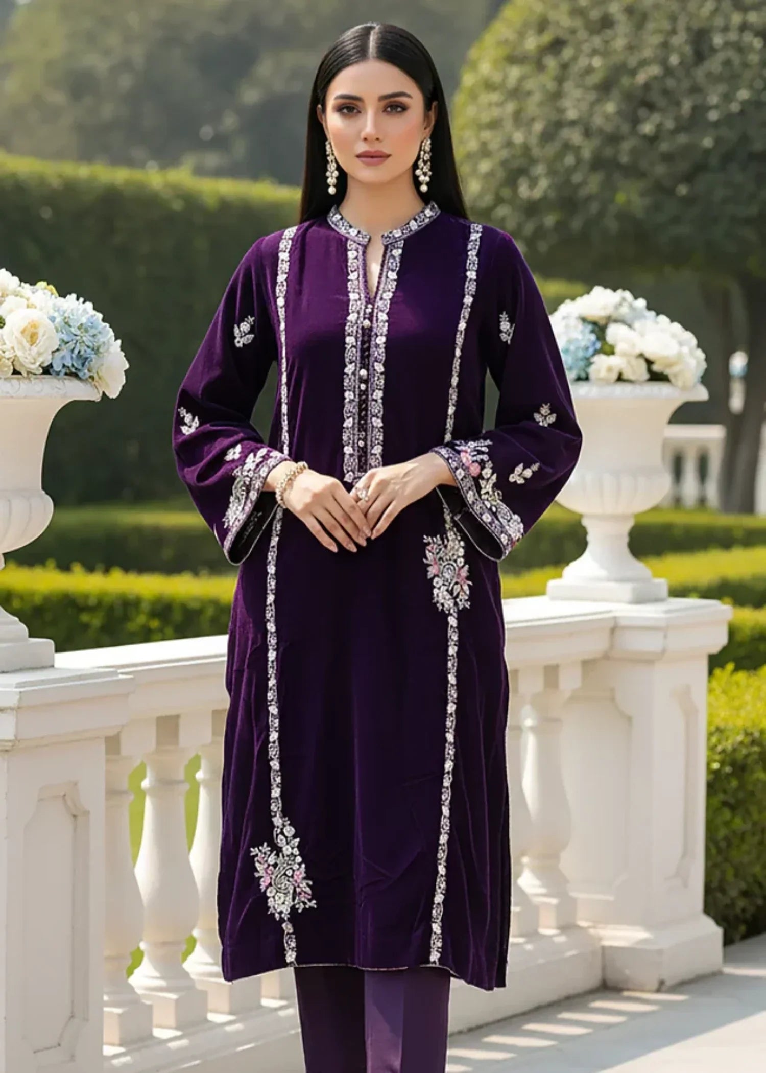 Lakhany Ready to wear Embroidered Velvet Shirt (LG RK 0081 W EMB 1P) Women 1pcs