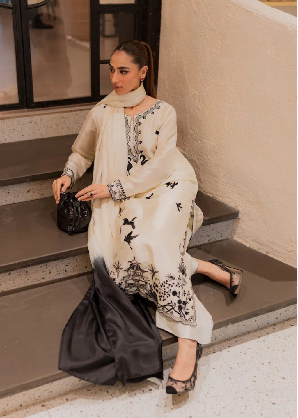 Safoora Amavi Bloom Embroidered Dress Women 3pcs