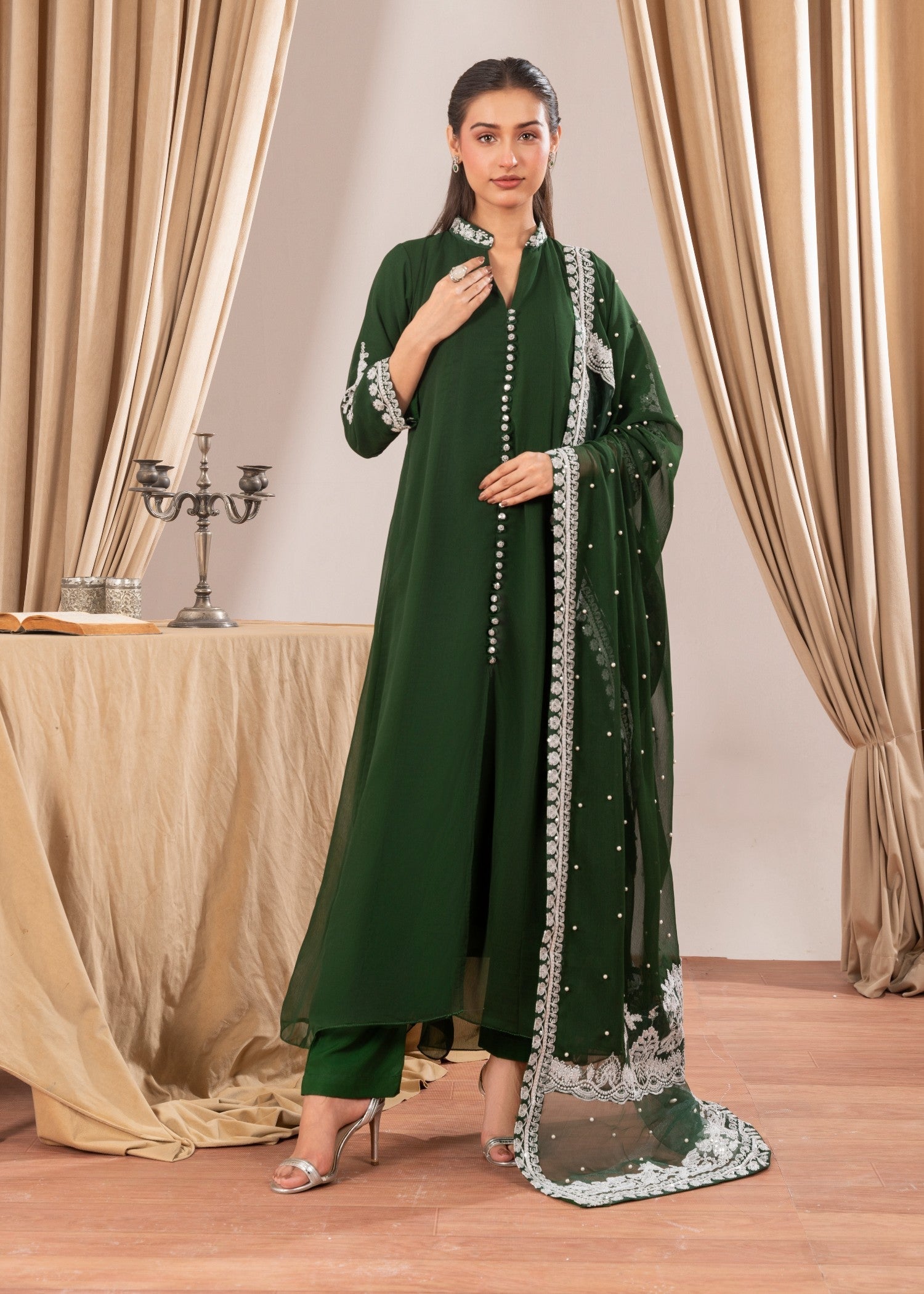 Four Season Boutique NIMRA PISHWAS GREEN Women 3pcs