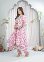 Dareechay Off White Ivory Petals Print Suit (Frock) FOP36 Women 3pcs