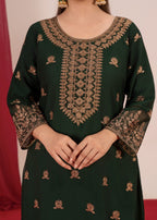 Four Season Boutique YUMNA PLAZZO BOTTLE GREEN Women 3pcs