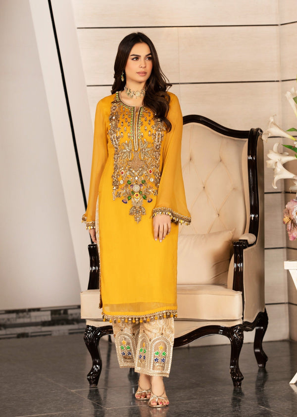 Khuda Baksh Creations Z 292 Mustard Women 4pcs