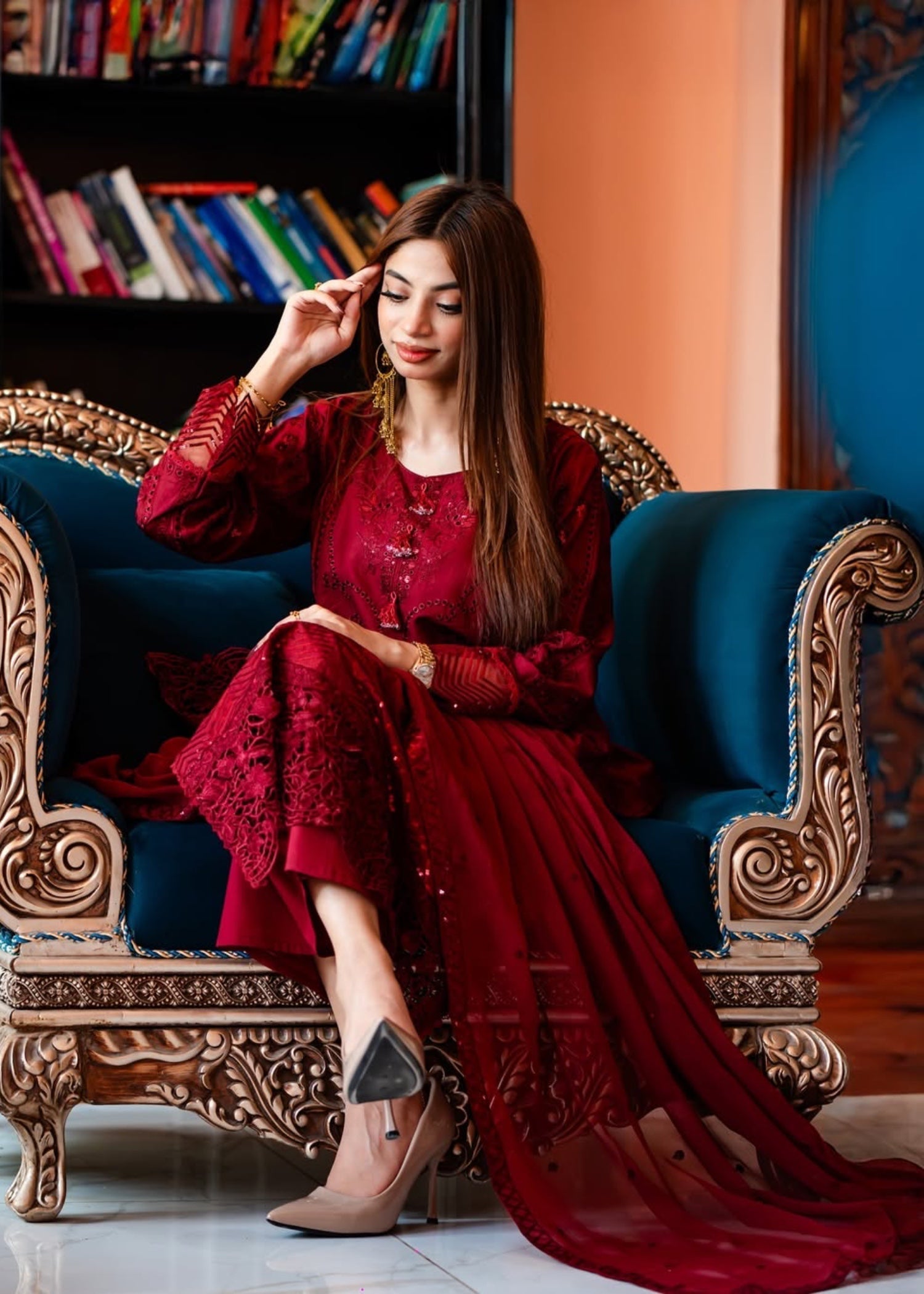 Suits By Sadia Maroon marvel Women 3pcs