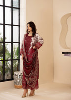 Khubsurat 4253 KH ST MAROON Printed Women 3pcs