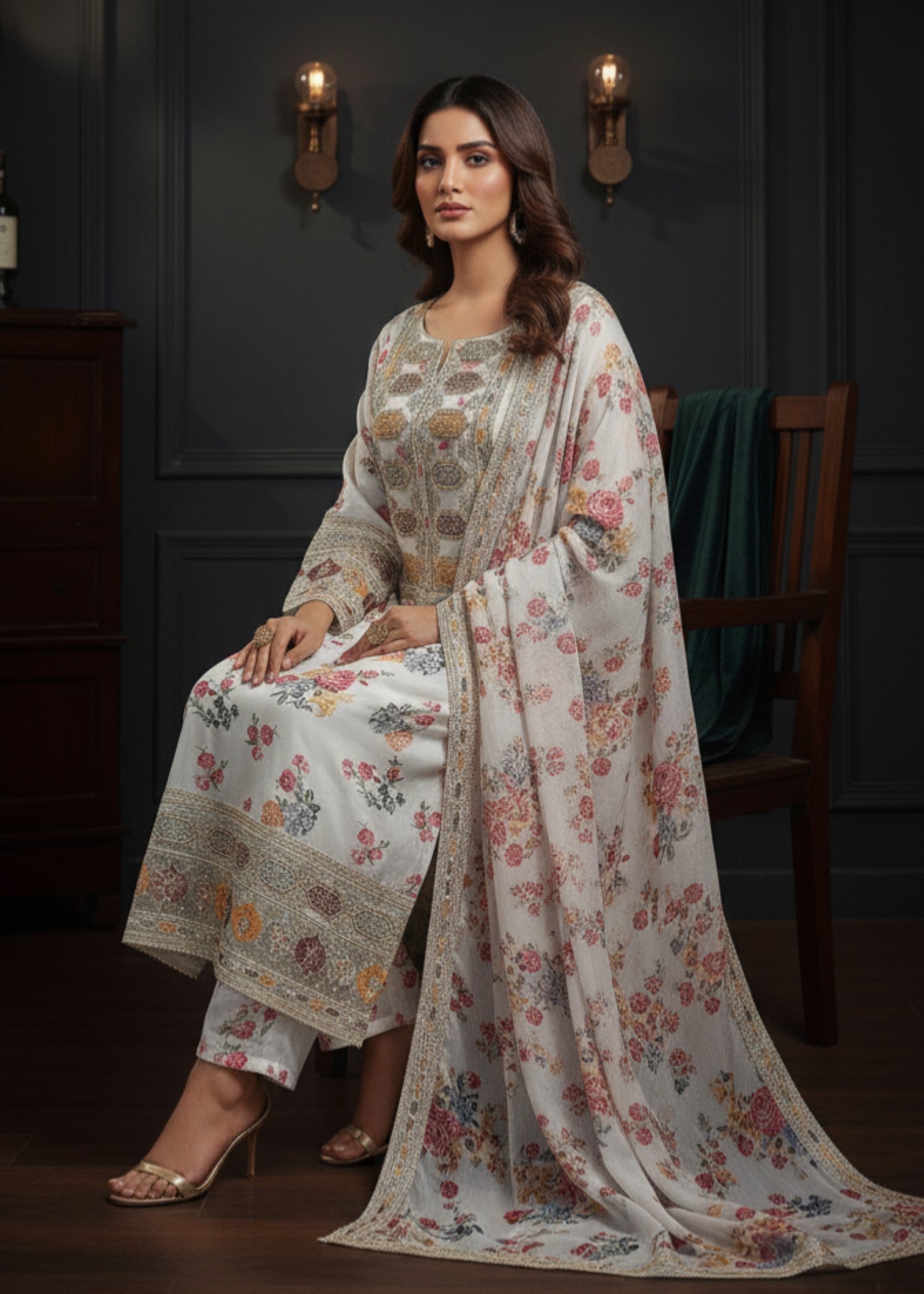 Pehnawa By Bin Akram’s NOOR OFF WHITE | Shimoz Silk Women 3pcs