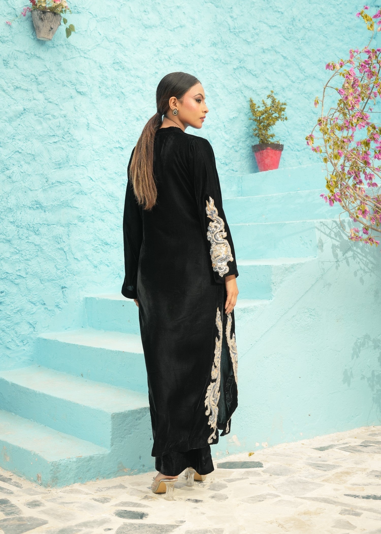 Madiha Gohar Layla Zar | Black Embriodered Dress Women 2pcs