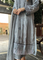 Pehnawa By Bin Akram’s Grey Mist Pret | Chiffon Kurta set Women 3pcs