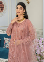 Pehnawa By Bin Akram’s TEA PINK TEMPTATION EMBROIDERED NET Women 3pcs