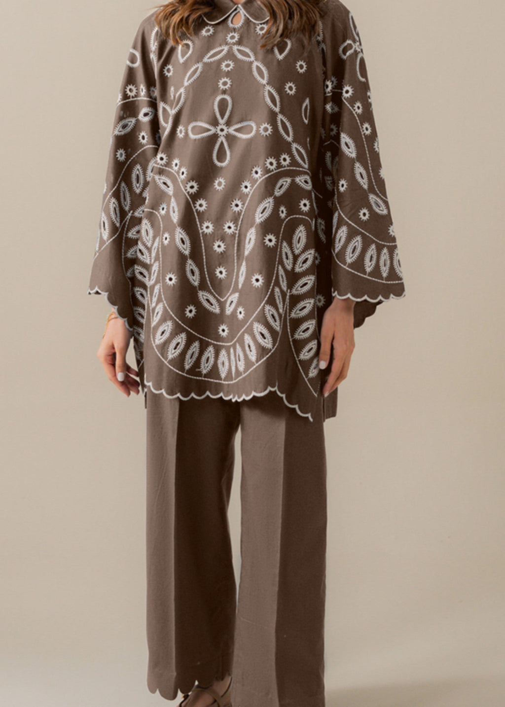 Kiara INDIGO Embroidered Set Gray Stone Women 2pcs