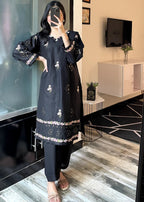 Tehzeeb Libas NOIR BLOOM BLACK Women 2pcs