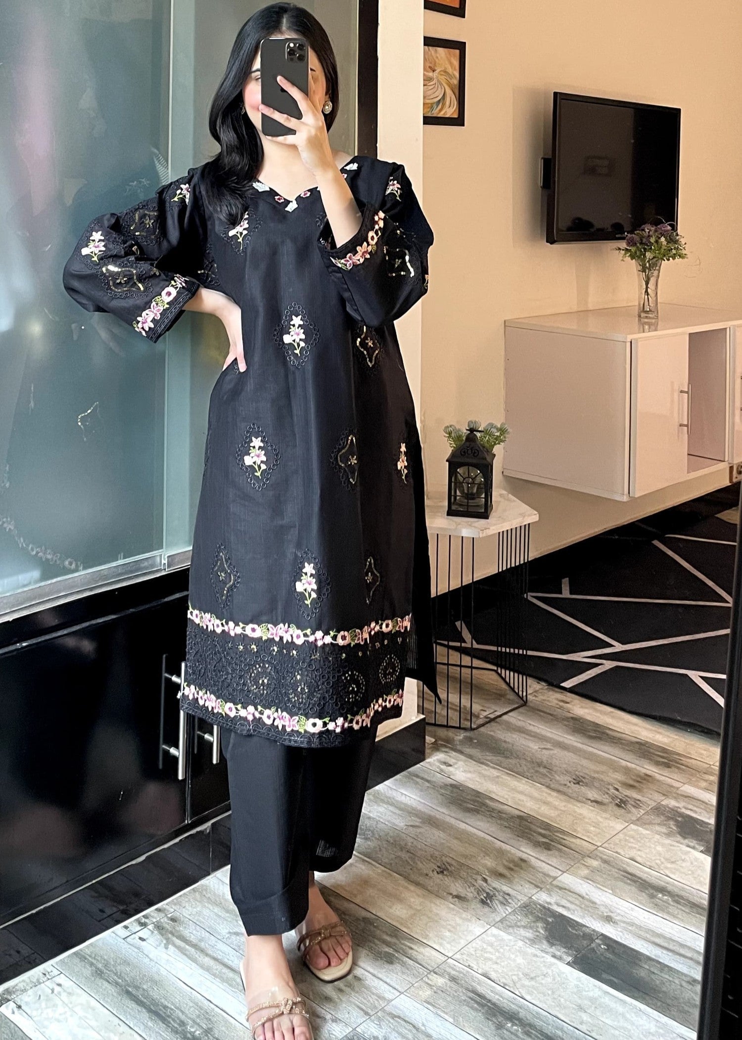 Tehzeeb Libas NOIR BLOOM BLACK Women 2pcs