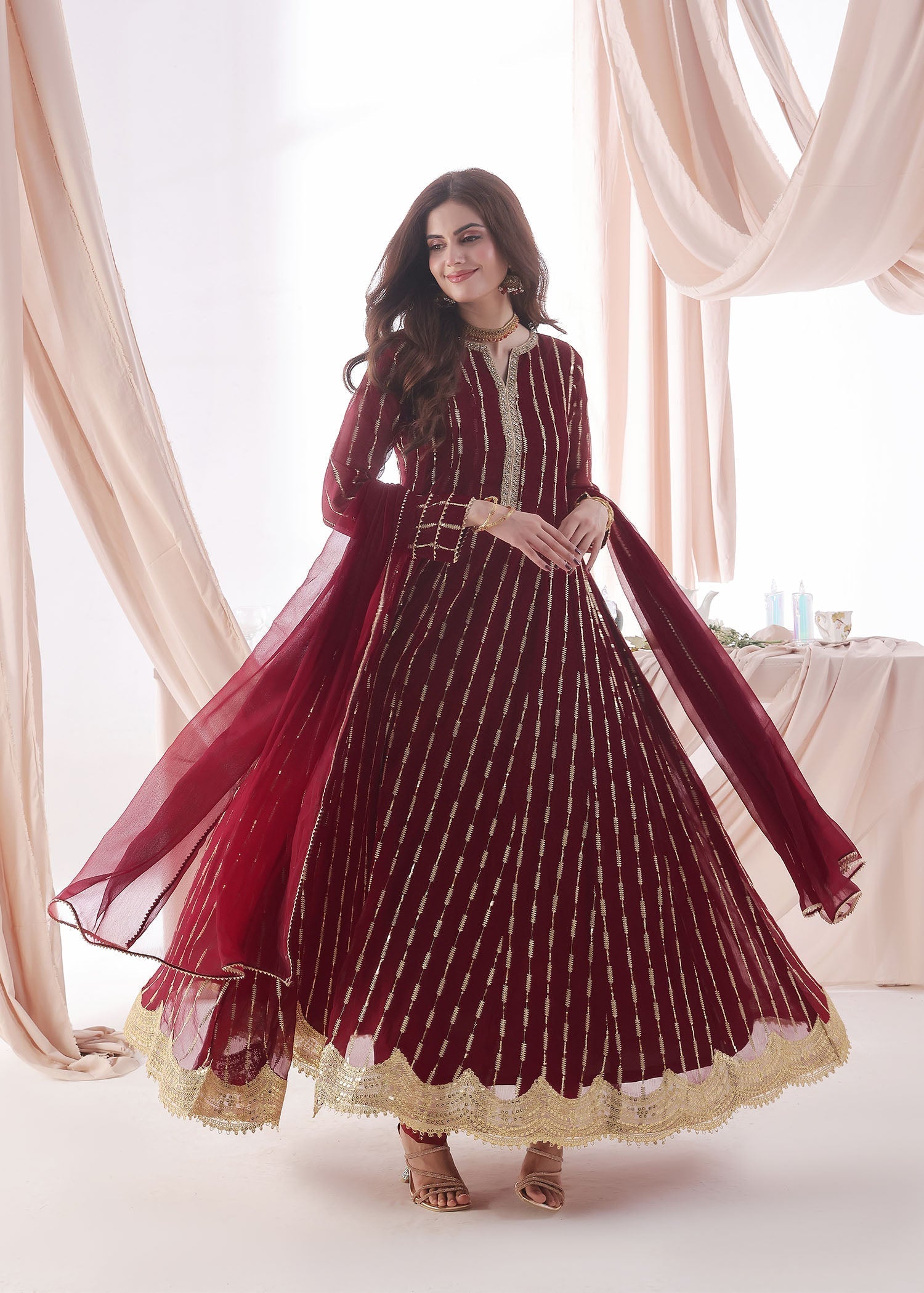 Ayesha Closet SADAF MAROON Women 3pcs