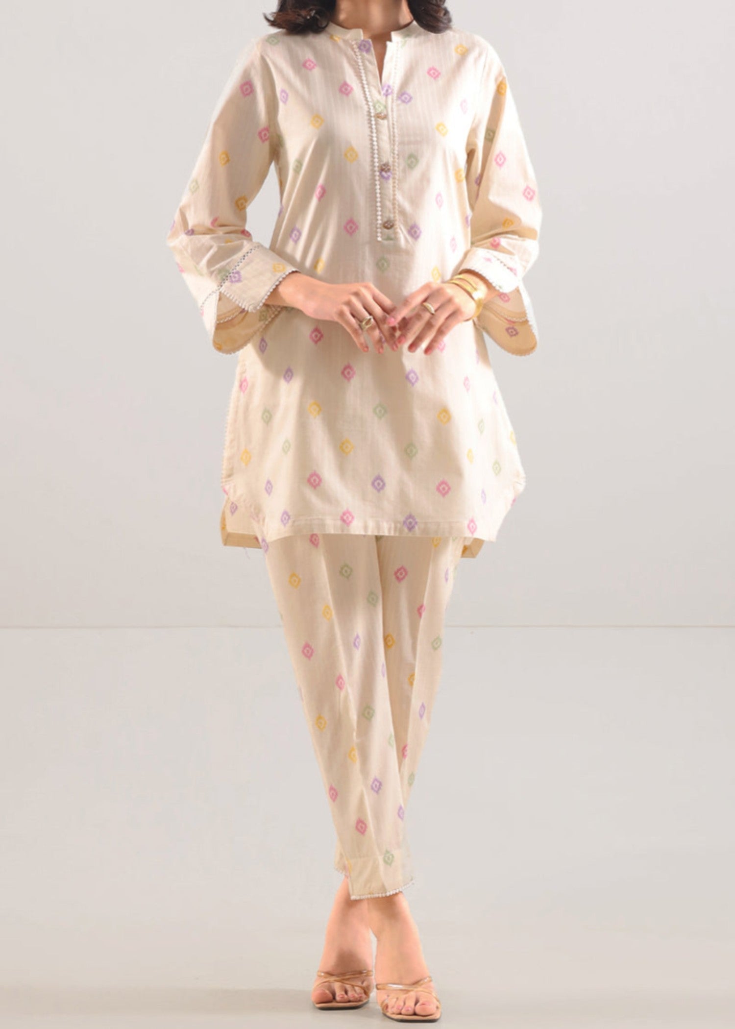 Saya Printed Strip Lawn Stitched (Shirt/Trouser) WP2P 2123 Women 2pcs