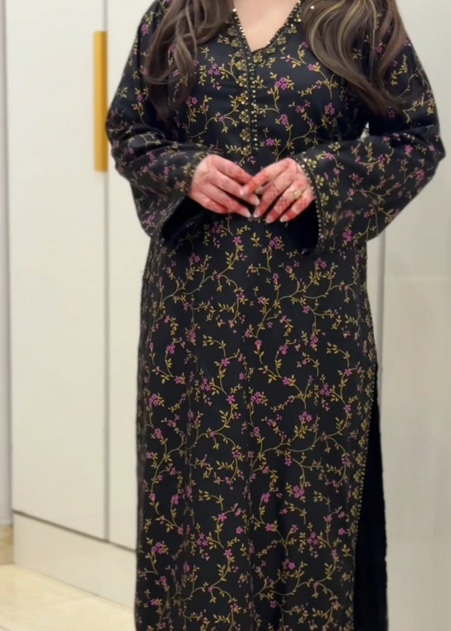 Tehzeeb Libas MULTI FLOWER GOLD EMBROIDERED Women 2pcs