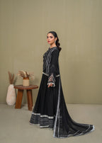 Pehnawa Fashion Silver Black lehenga chiffon Women 3pcs