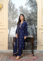 Fabric Garden Crowned Blue EMB Women 3pcs