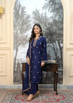 Fabric Garden Crowned Blue EMB Women 3pcs