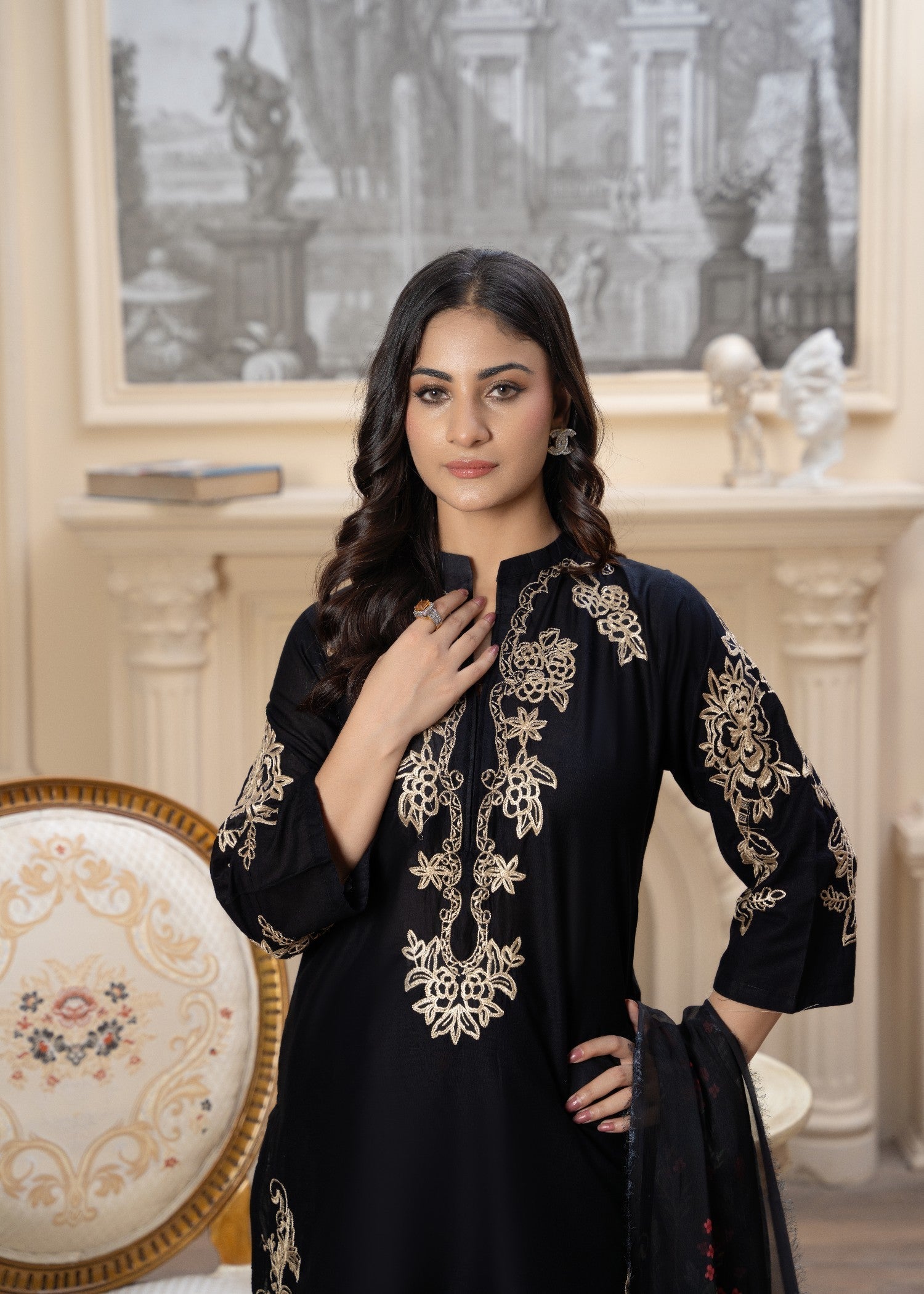 Fabric Garden Obsidian Shadow EMB Women 3pcs