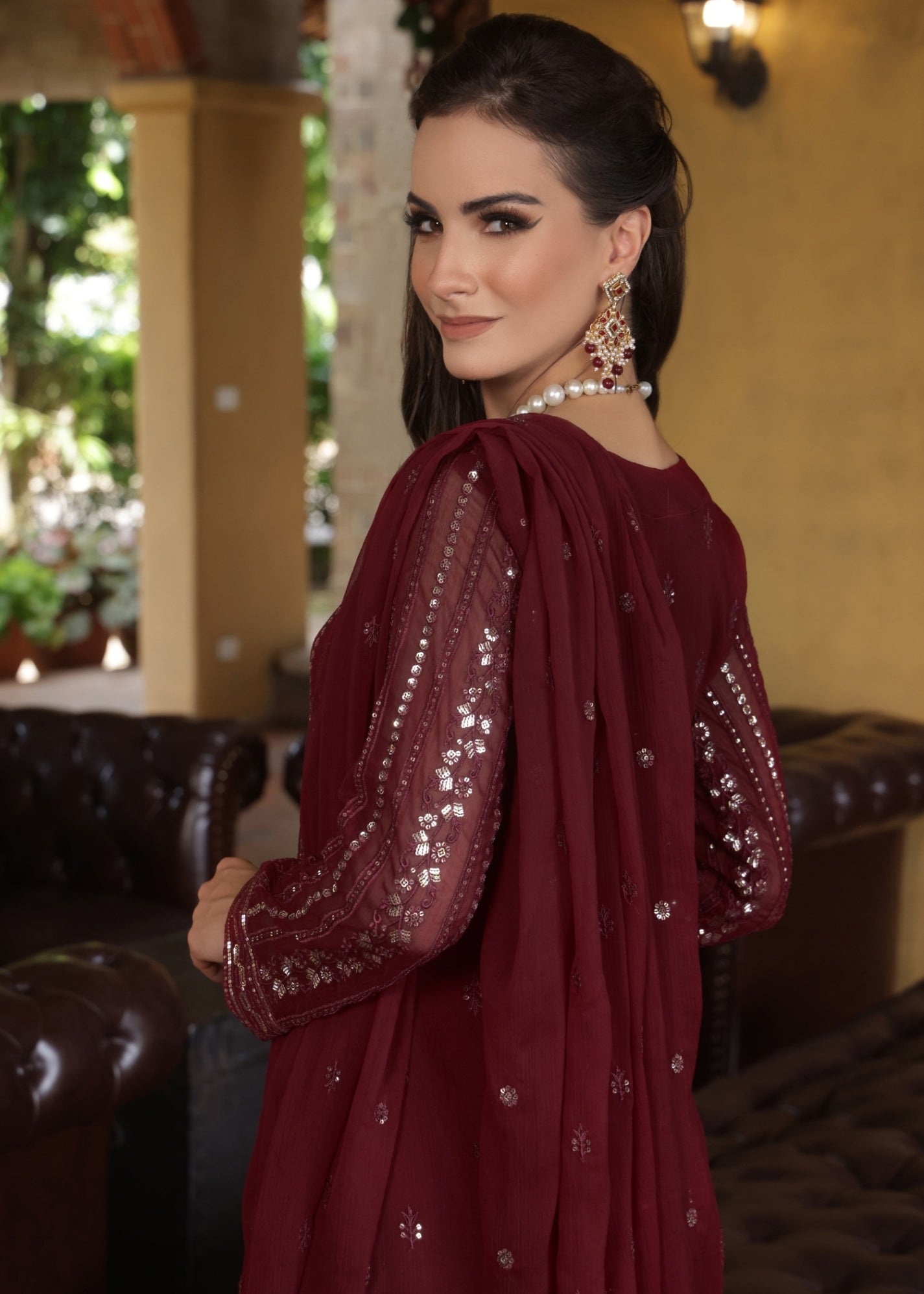 Abaan Zohan Chandni Maroon Women 3pcs
