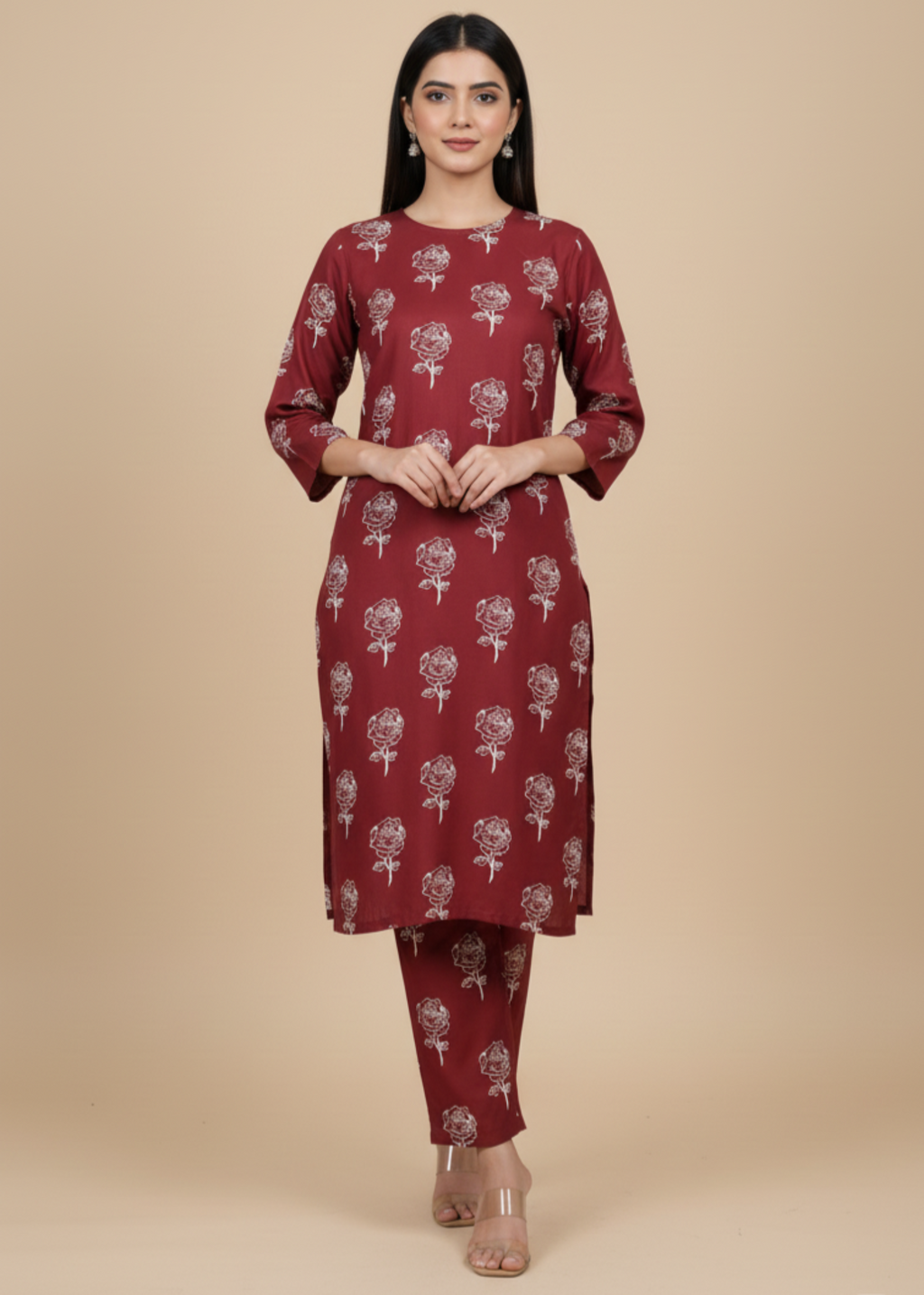 Anabya Garments Daily Luxe maroon Women 2pcs