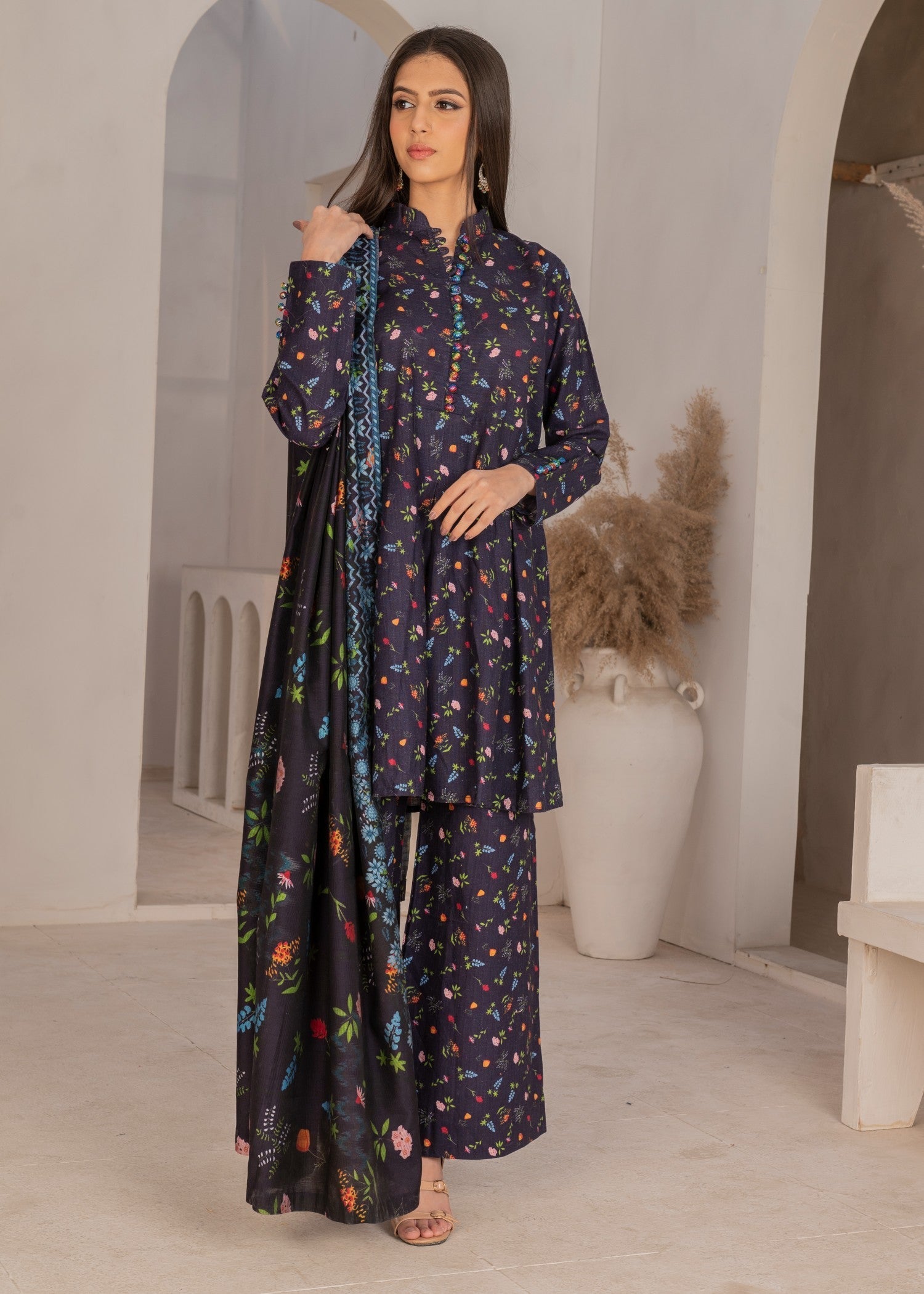 Nainaaz KHADDER PRINT MIDNIGHT BLUE Women 3pcs