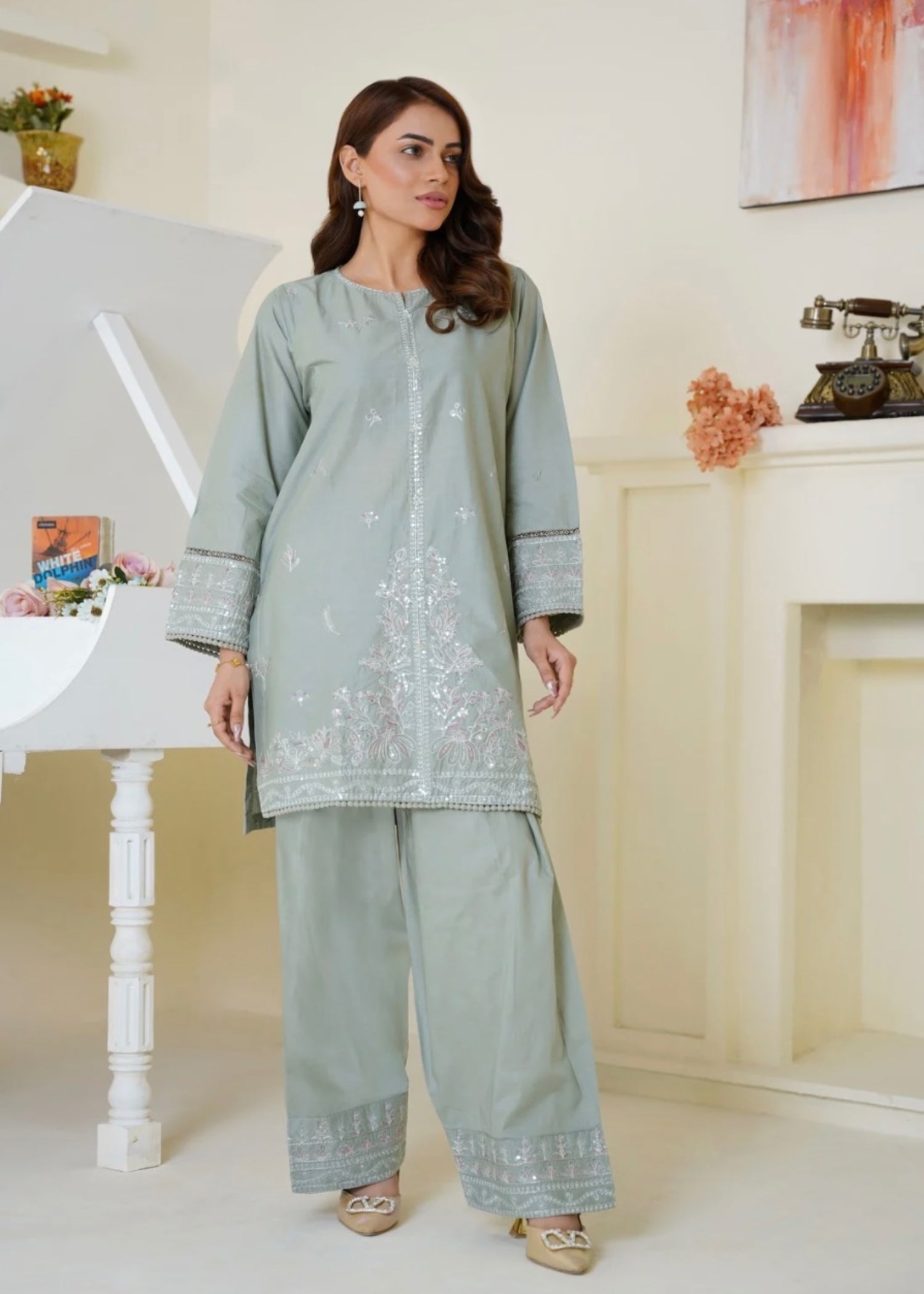 The Turkish Wear Pastel Green Set Women 2pcs