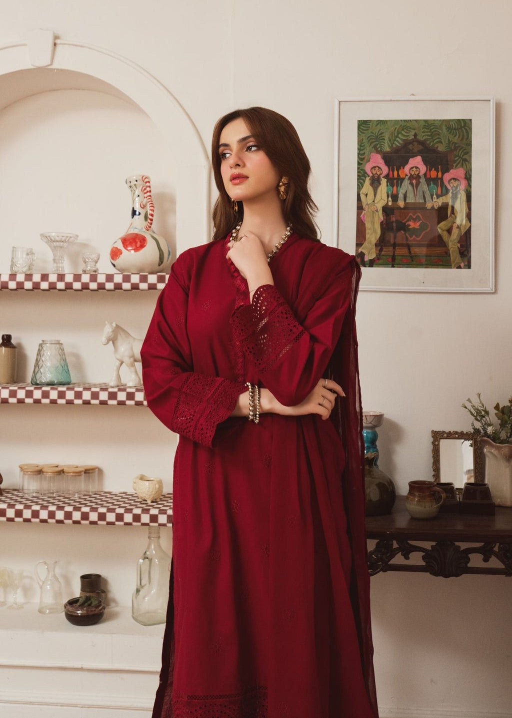 Al-Harir Apparel Geet Maroon Women 3pcs