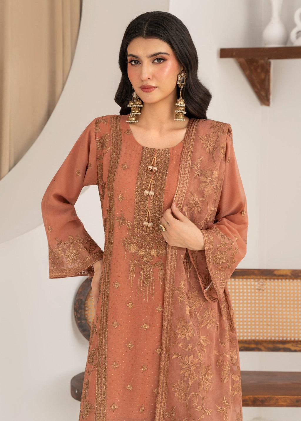 Four Season Boutique ARZOO CHIFFON PEACH PINK Women 3pcs