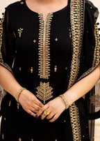 Alyssa Black Chiffon Suit ALL405 Women 3pcs