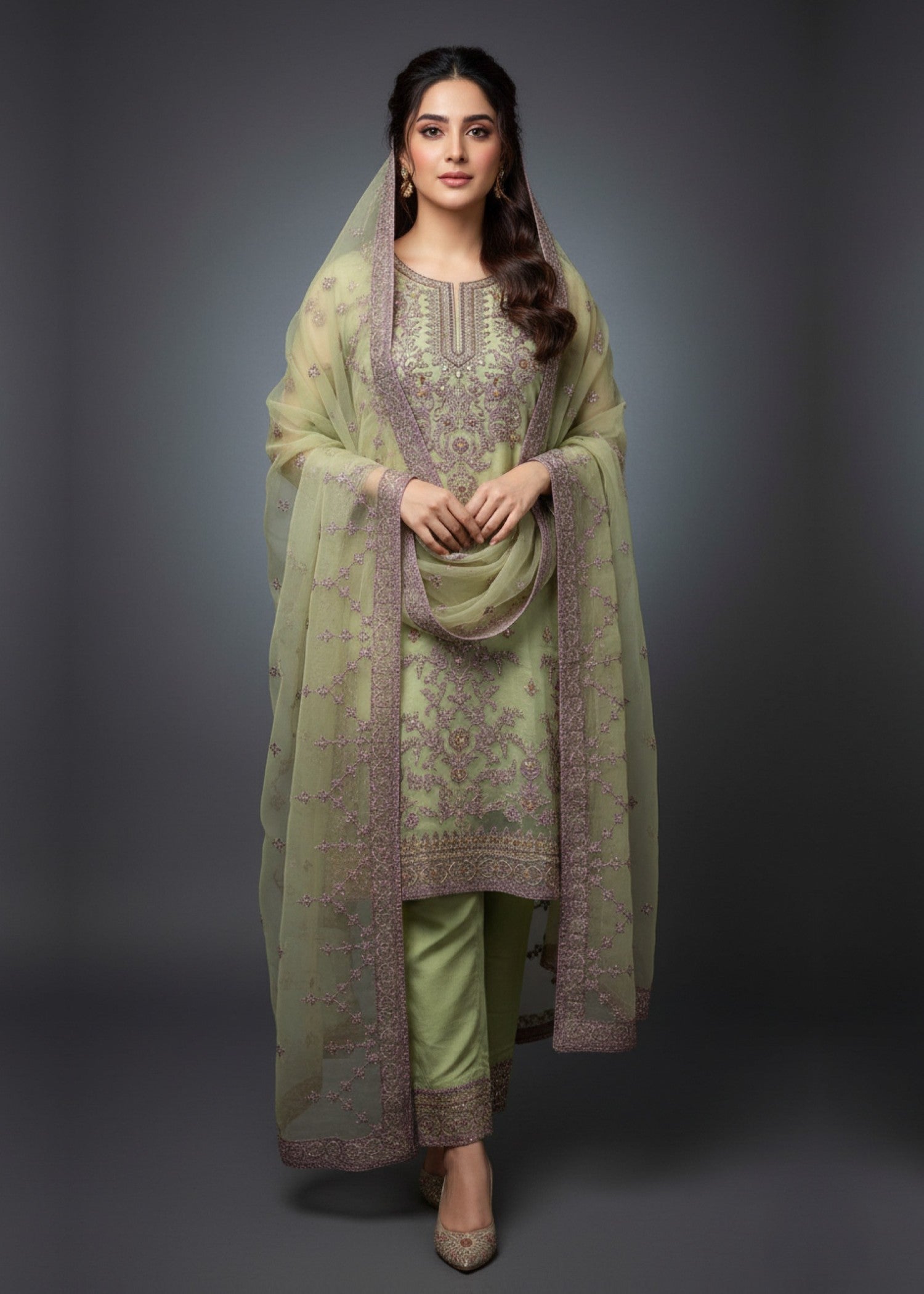 Diara Couture HOOR US 498 P. GREEN Women 3pcs