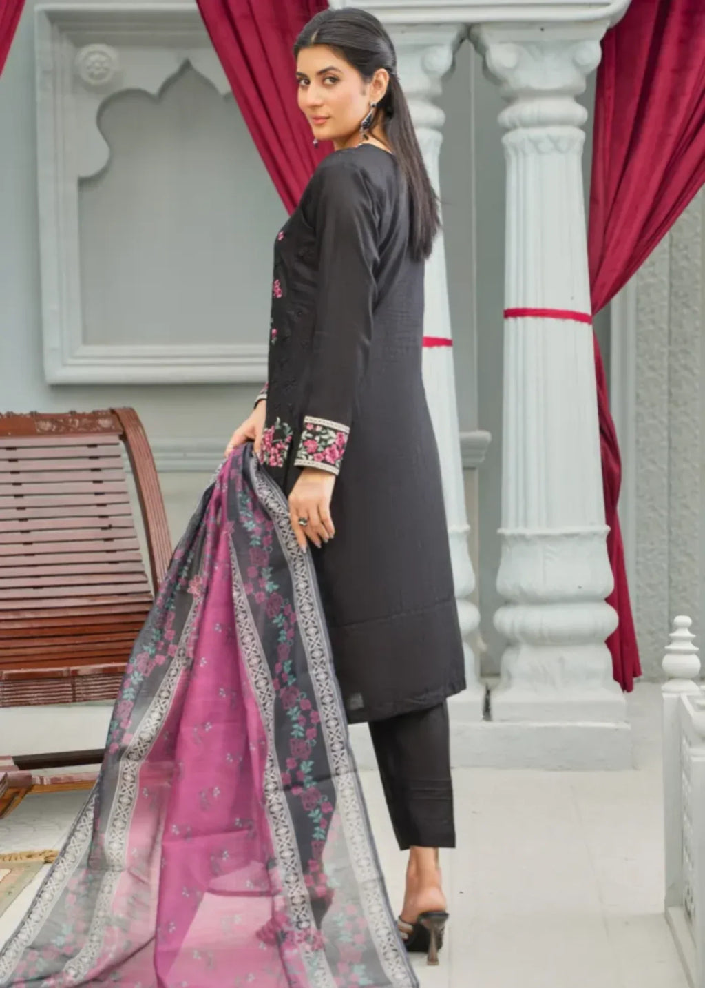 Designer Rack cotton black embraided Women 3pcs