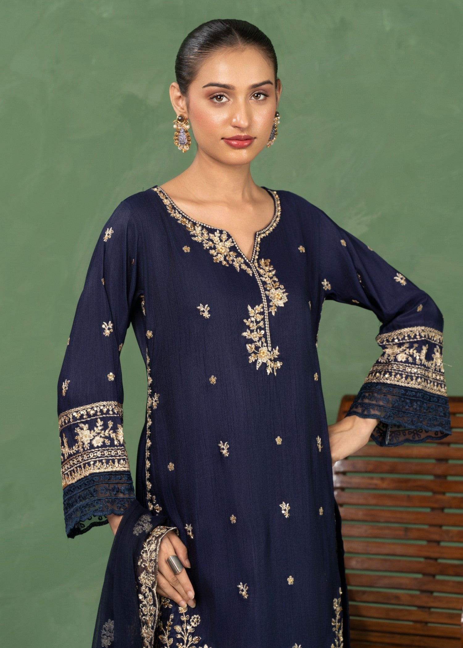Four Season Boutique JASHAN RAOSILK NAVY BLUE Women 3pcs