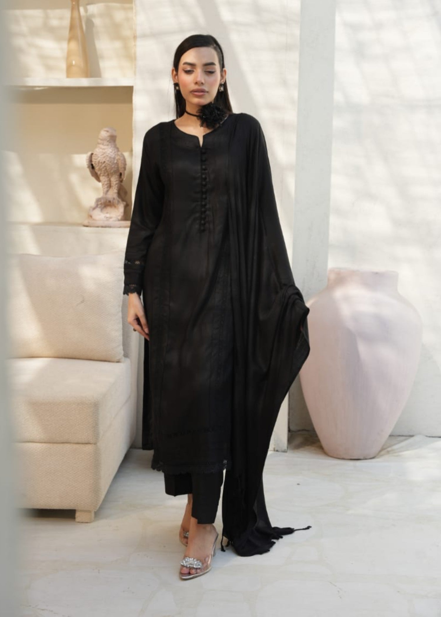 Designer Rack plain designer stitch black Women 3pcs