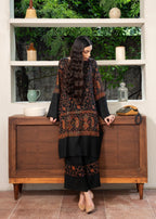 Naaz Couture Pashmina Wool Embroidered Coord Set Black Women 2pcs