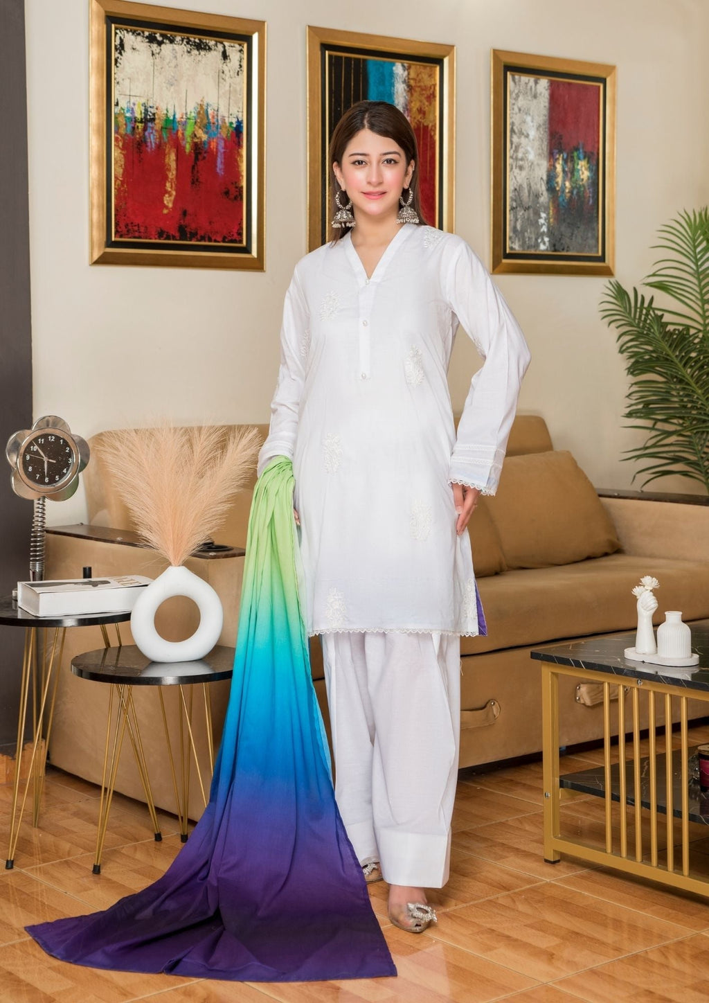 Yolo Pret Embroidered Cotton Lawn with Ombre Printed Lawn Dupatta OMBRE O25 0001 Women 3pcs